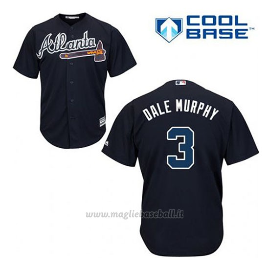 Maglia Baseball Uomo Atlanta Braves 3 Dale Murphy Blu Alterner Cool Base